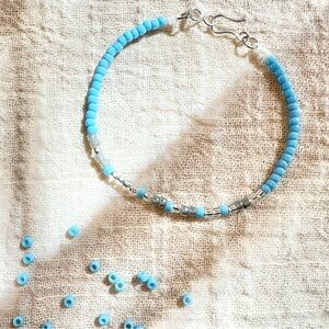 Turquoise Beaded Bracelet with Silver Accents